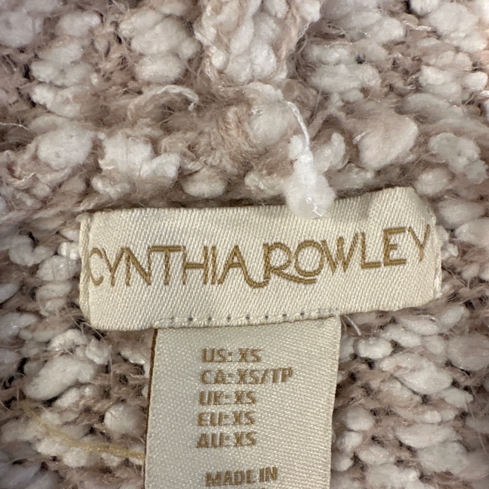 Cynthia Rowley Textured Knit Hooded Open Front Cardigan Sweater Beige Cream XS - Picture 2 of 6